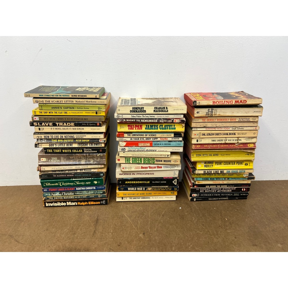 Vintage Paperback Book Lot 50+ Thriller Pulp Fiction Classics Agatha Christie